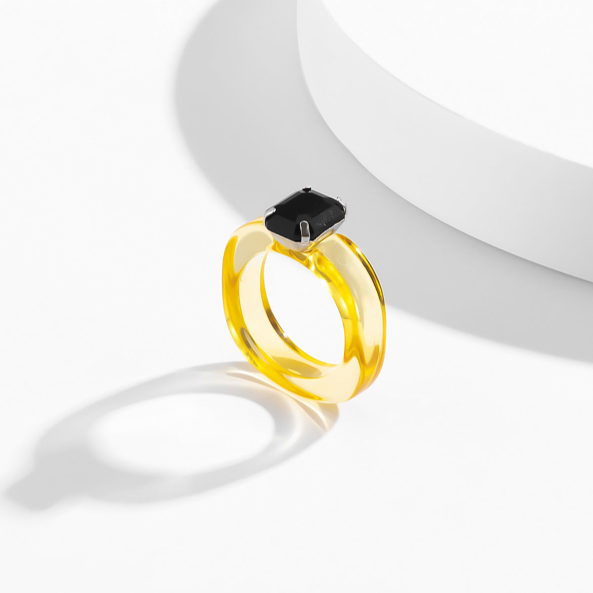 Transparent Acrylic Ring Geometric Rhinestone For Women