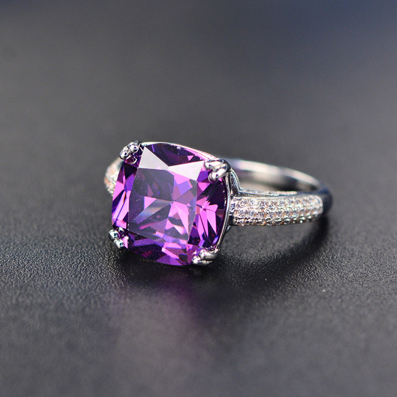 Womens Round Copper Plated Ring With AAA Zircon Mosaic In Yellow Zircon Wedding Band For Her Jewelry Gift Ready