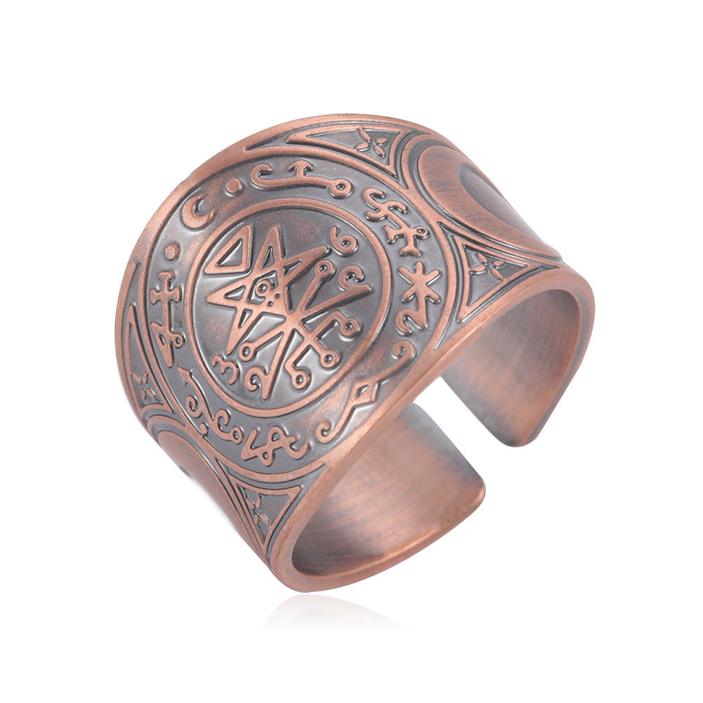 Personalized Moon Ring Duo Copper On Sides Retro Jewelry