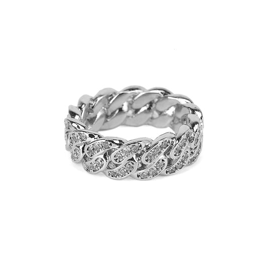 Hip Hop Gold Plated Diamond Ring Silver Fashion Jewelry