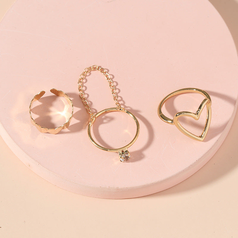 Womens Fashion Ring Gold Plated Metal Sleeve Hollow Heart