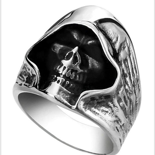 Mens Vintage Punk Ring Alloy Geometric Skull Rings Electroplated Silver Finish Fashion Jewelry Men Biker Style