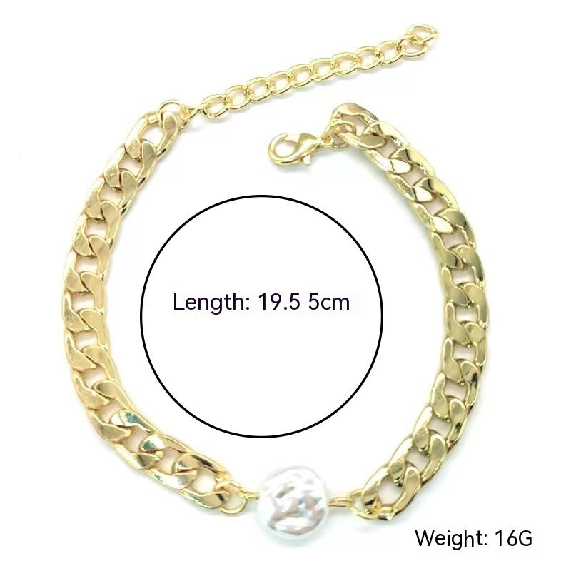 Bohemian Bracelet With Pearl Accents Geometric Shapes