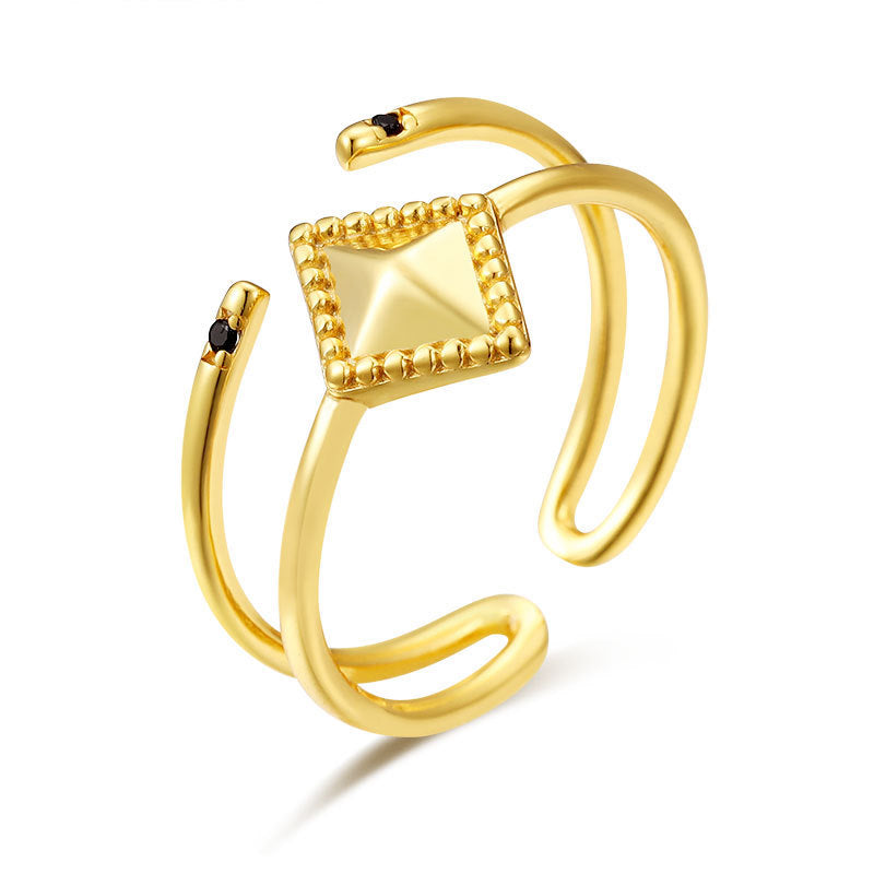 Womens 925 Sterling Silver Ring Double Layer Geometric Knotted Ring Korean Fashion Geometric Ring for Women Girls Party Jewelry Gift Double-Layer Ring