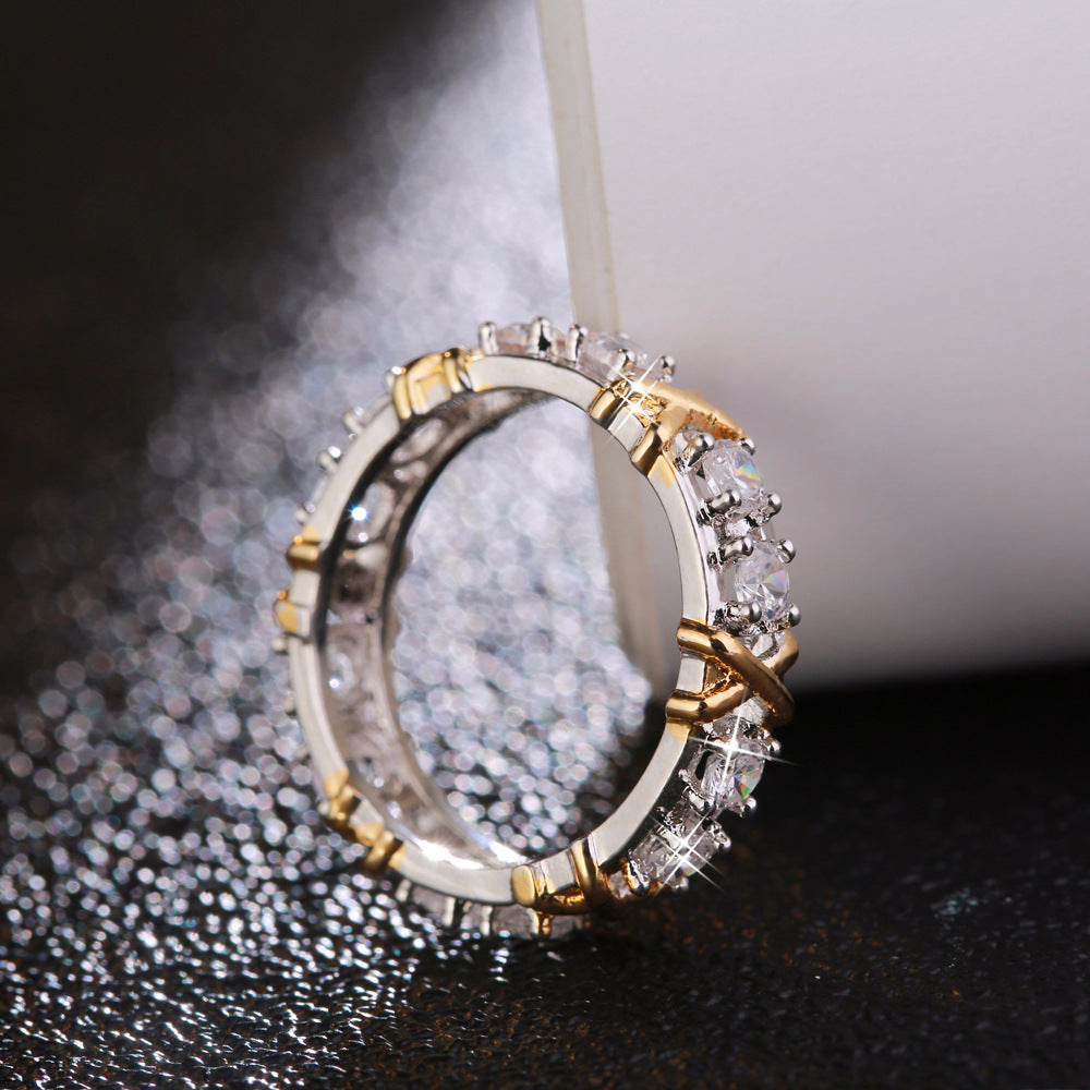 Gold Plated Zircon Ring Sepia Tone Fashion Jewelry Set