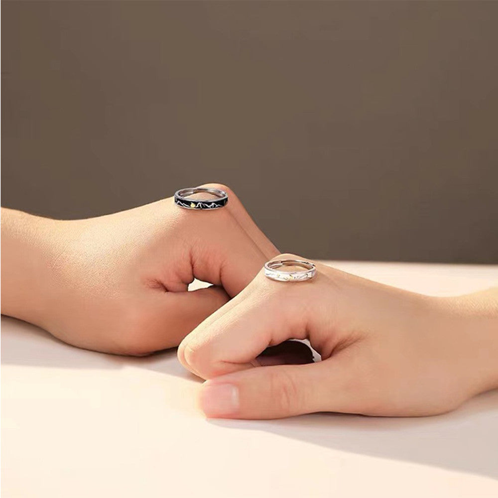 Matching Couple Rings Set Adjustable Star Rings For Him And Her Silver Plated Copper Anniversary Promise Rings