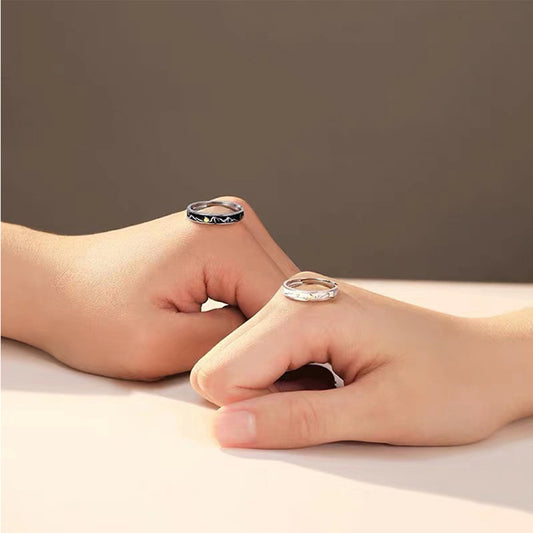 Matching Couple Rings Set Adjustable Star Rings For Him And Her Silver Plated Copper Anniversary Promise Rings