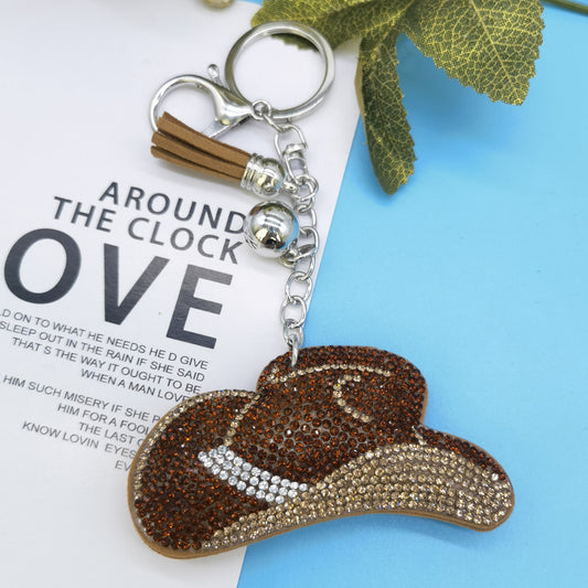 Rhinestone Cowboy Hat Keychain For Women And Girls