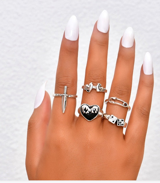 Geometric Ring For Men And Women Retro Trendy Fashion Jewelry European Design Zinc Alloy Statement Ring Europe