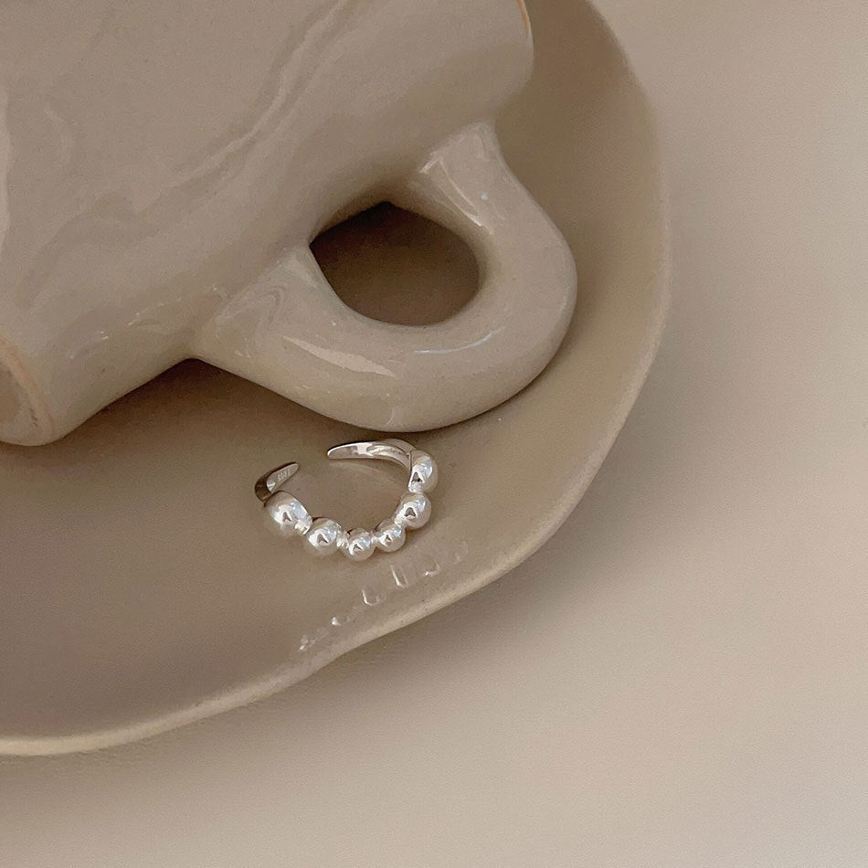 Womens Copper Ring Adjustable Geometric Wave Line Design With Round Beads Irregular Shape Electroplated Fashion