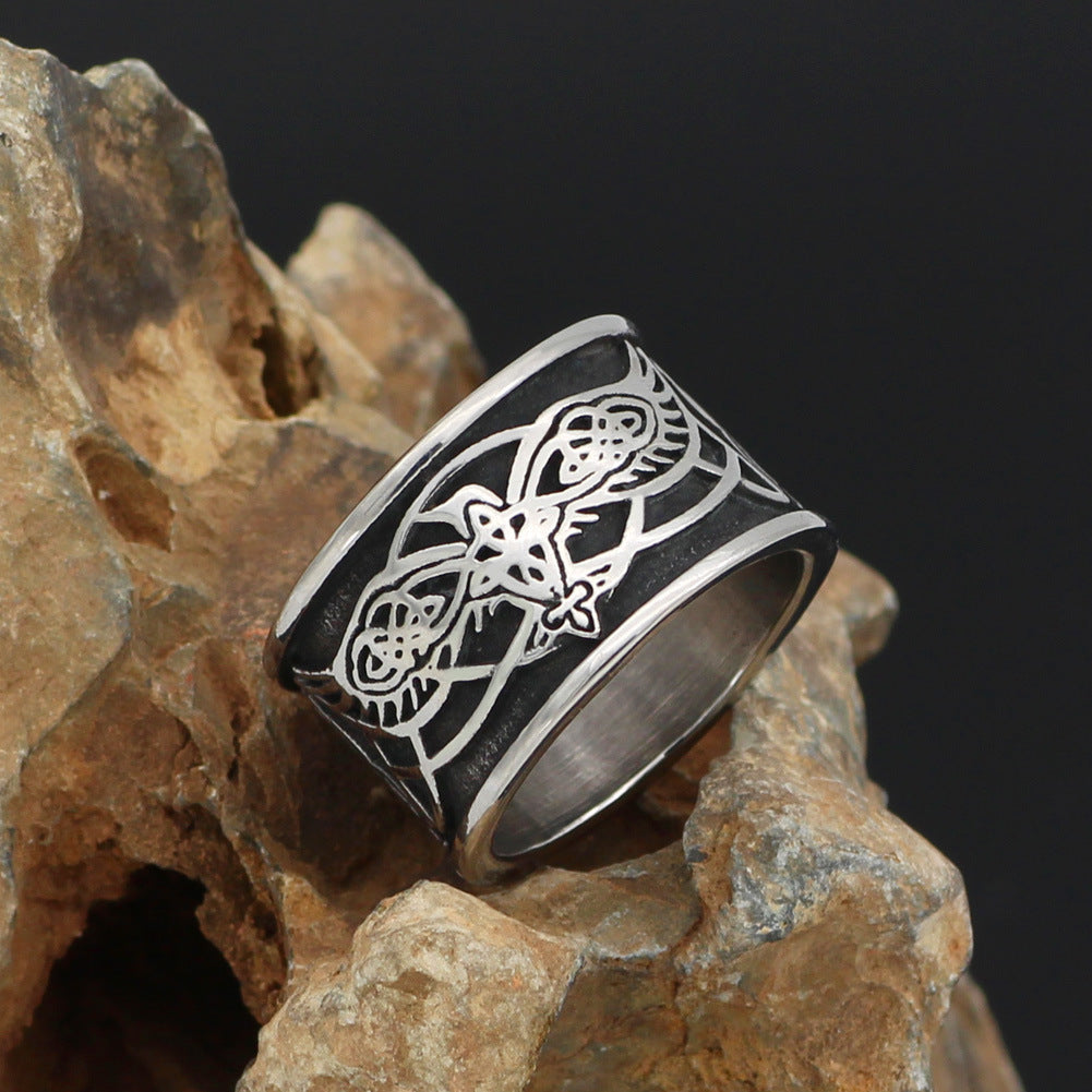 Antique Silver Titanium Ring Rune for Unisex Thumb Ring Accessories Size 9 10 11 12 13 Antique Silver Titanium