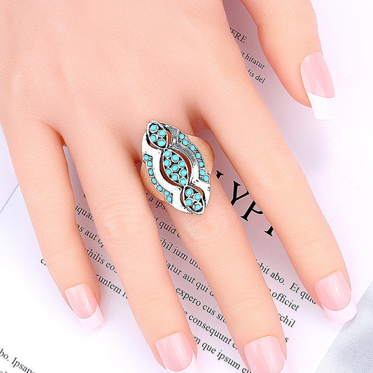 Unisex Gold Plated Ring With Inlaid Resin In Antique Silver Finish Geometric Design Alloy Jewelry Gift For Everyone