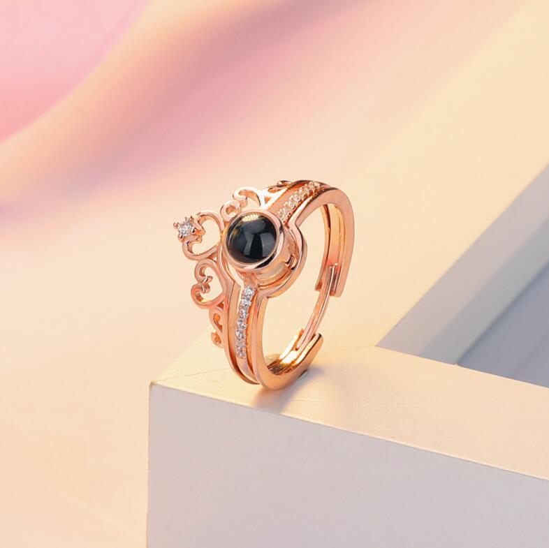 Couples Rings I Love You Languages Crown Projection Rings Alloy Electroplated Matching Bands Anniversary Gifts