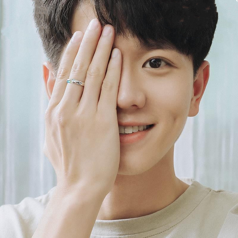 Couple Rings Starry Sky Alloy Inlay Gemstones Silver Gold