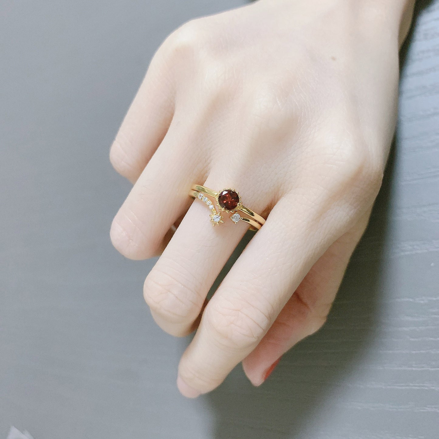 Sterling Silver Ring With Natural Topaz Inlaid Gemstone Adjustable Unisex Geometric Ring Japanese Korean Design Gold