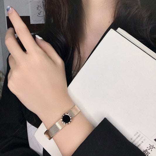 Womens Titanium Steel Diamond Bangle Bracelet Geometric Bend Connection Rose Gold And Gold Sleek Everyday Wear Elegant