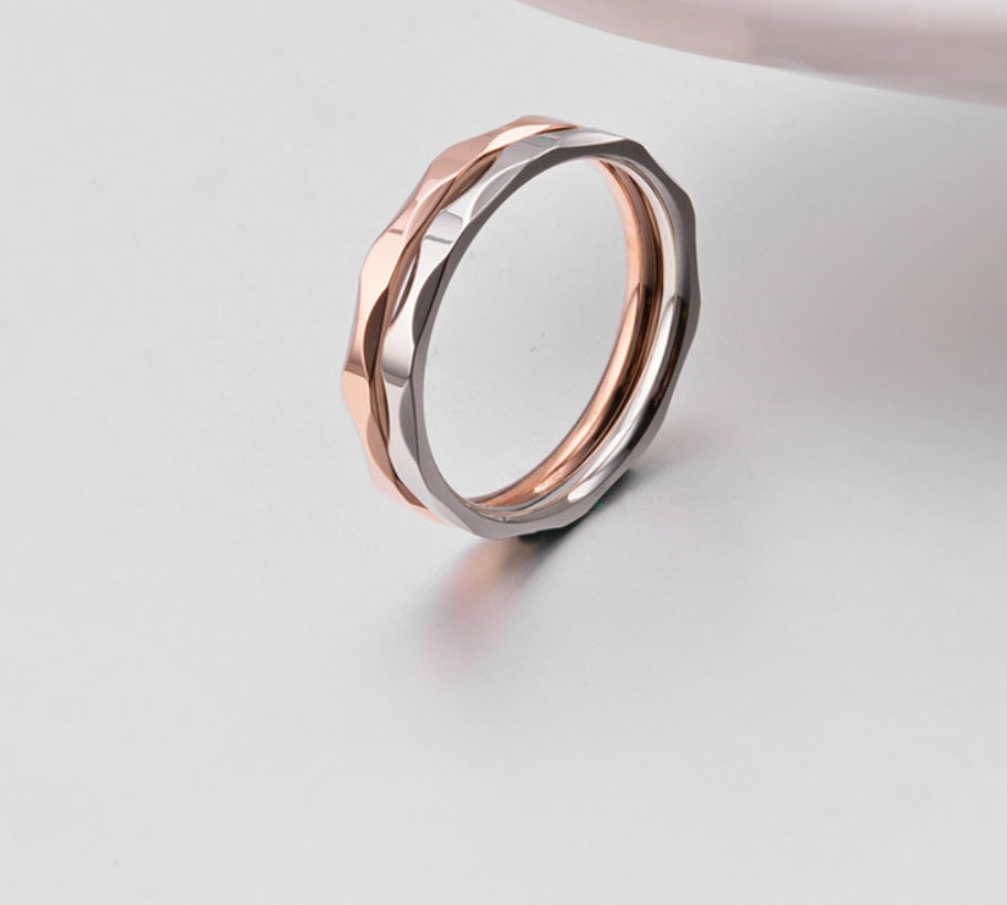 Couple Rings Titanium Steel Diamond Accent Rose Gold Color Choices Durable Matching Promise Bands For Partners