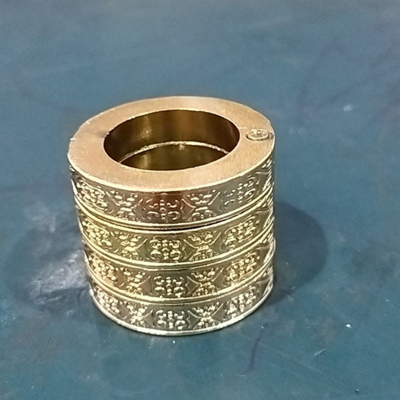 Round Lettering Old Bronze Ring Set 4 Styles Square Bronze Silver Gray Silver Gold Includes 4 Rings Ready Pack