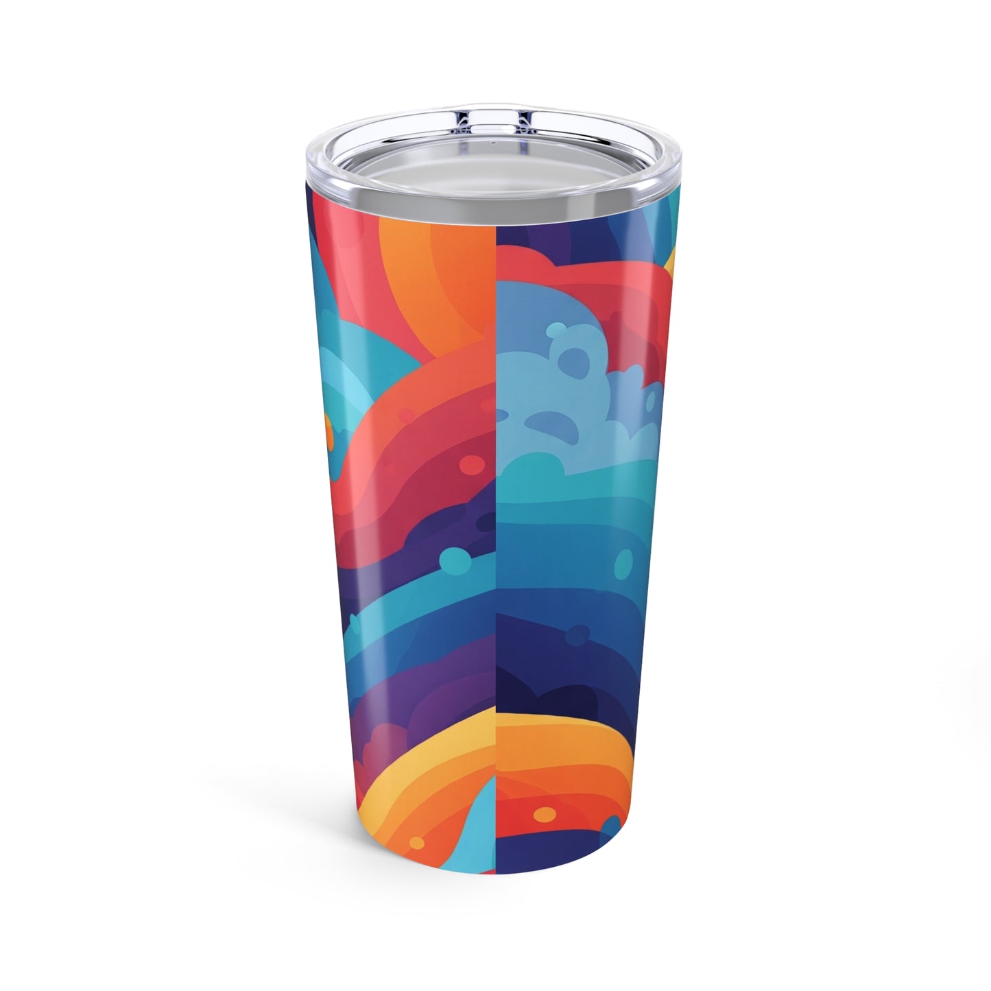 20oz Stainless Steel Tumbler With Double Wall Vacuum Insulation And Printed Design For Hot And Cold Beverages
