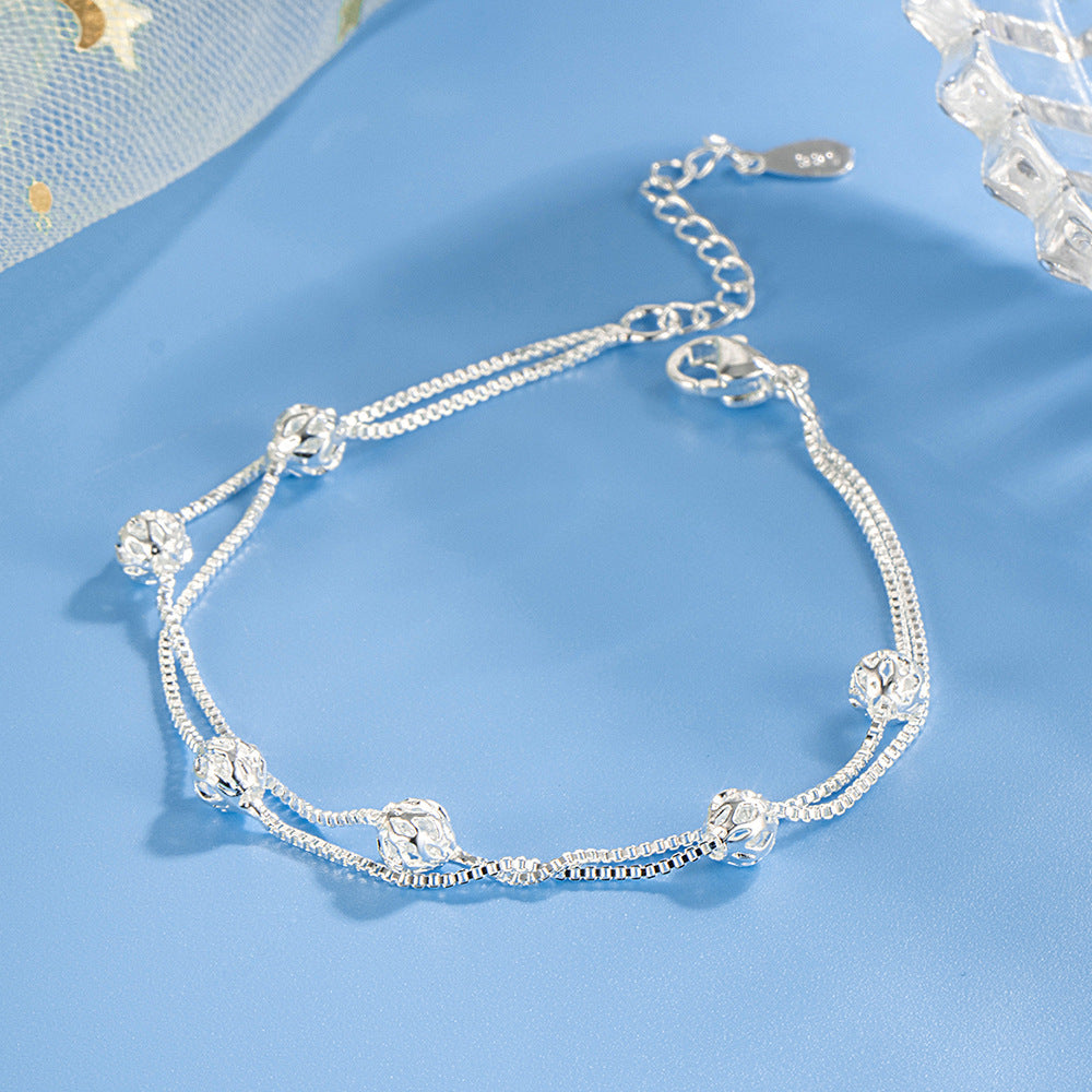 Womens Geometric Double Layer Copper Plated Bracelet