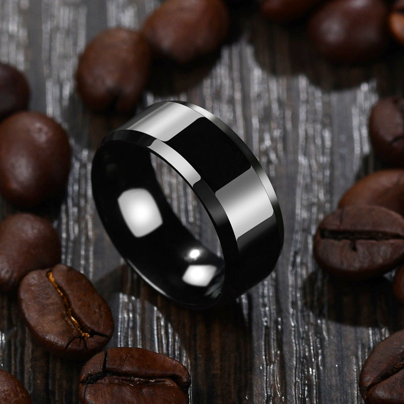 Stainless Steel Couple Rings For Him And Her Geometric Unmounted Ring Set Matching Bands Blue Black Gold Steel