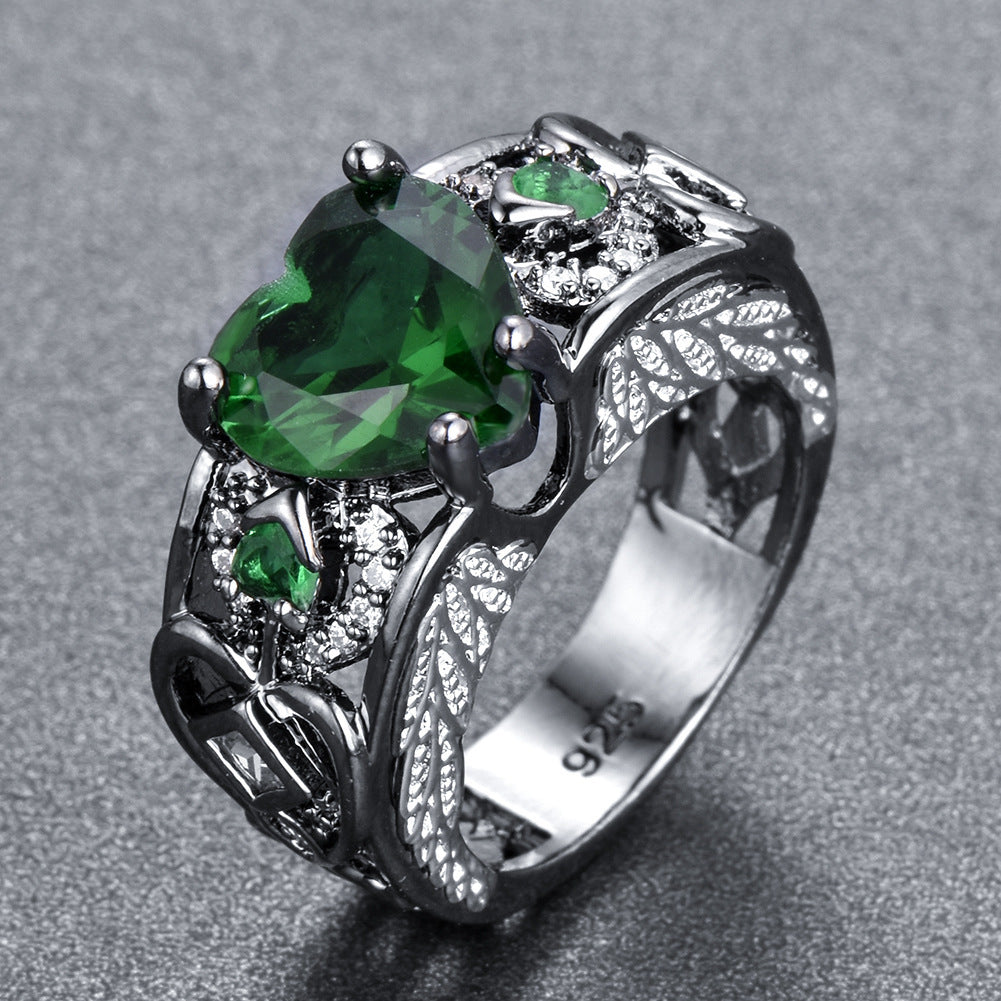 Women Heart Angel Wings Ring Gold Plated Copper Gemstone Fashion Jewelry Gifts For Her Elegant Statement Piece