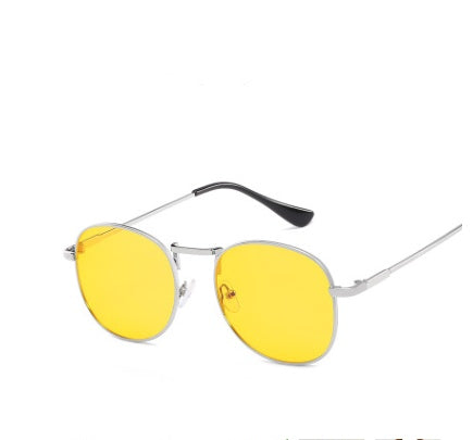 Unisex Vintage Round Sunglasses Metal Frame Flat Lenses Retro Eyewear Eye Protection Fashion Ultra Lightweight