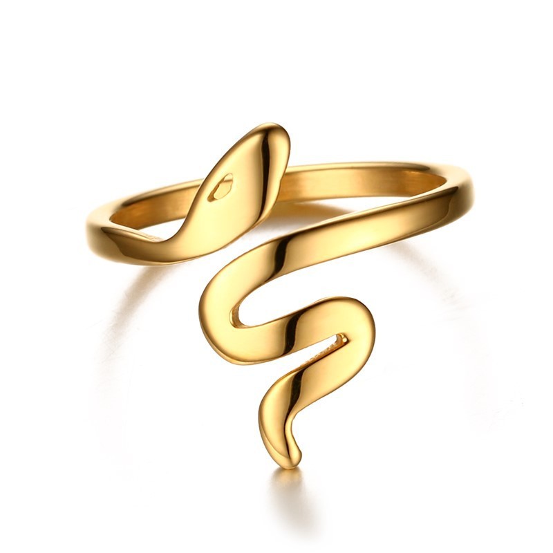 Stainless Steel Snake Ring Women Geometric Korean Style Titanium Electroplated Accessory For Openings And Gifts