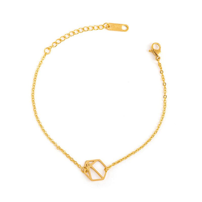 Stainless Steel Womens Geometric Hollow Pendant Bracelet