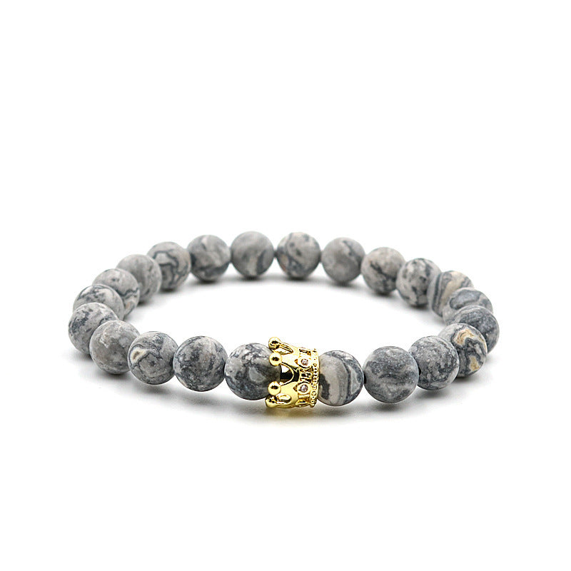 Unisex Natural Stone Bracelet Crown Beaded Jewelry for Radiation Protection European Style Fashion Accessory Trend