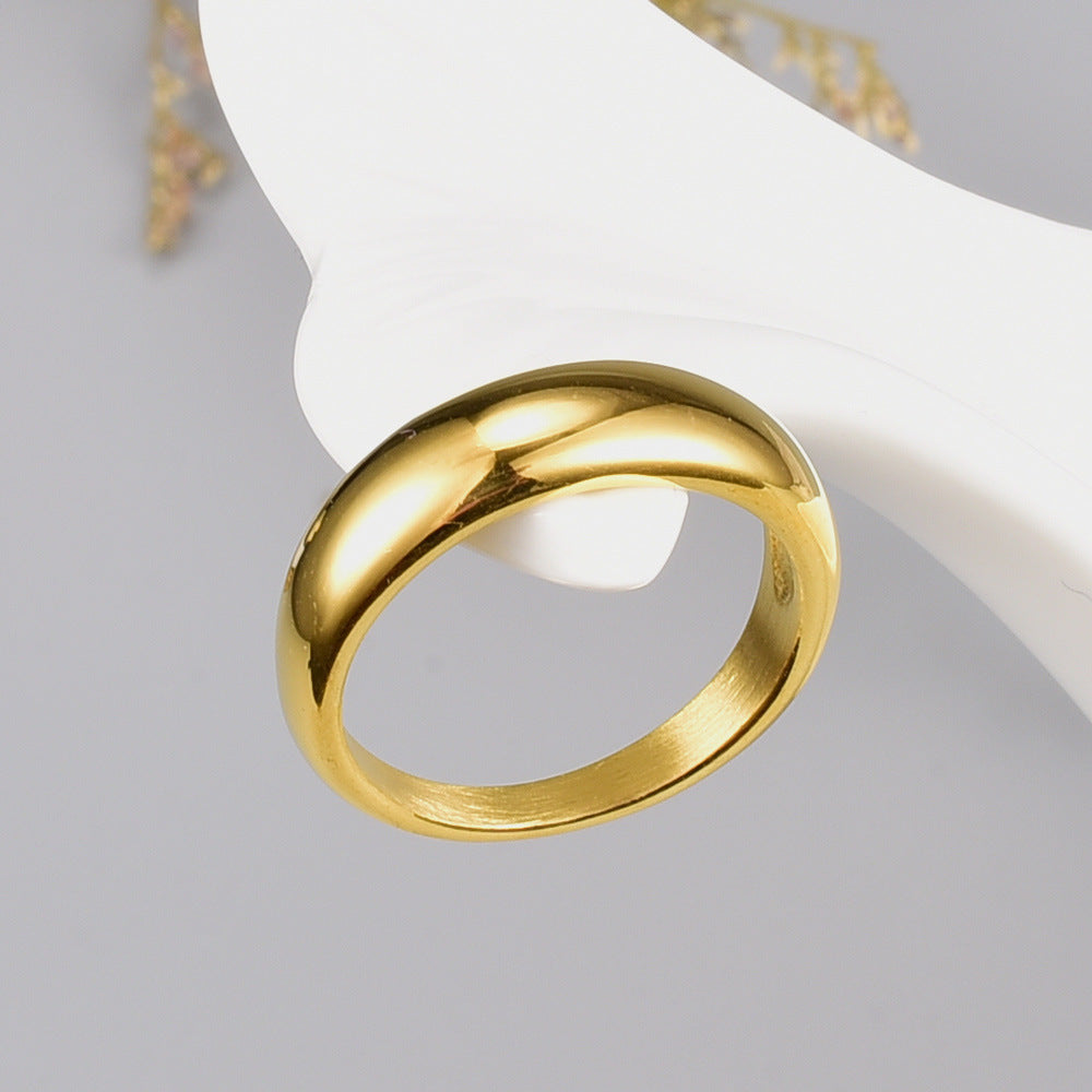 Timeless Titanium Steel Gold Plated Simple Round Curved Index Ring For Women Fashion Jewelry For Fashion Women