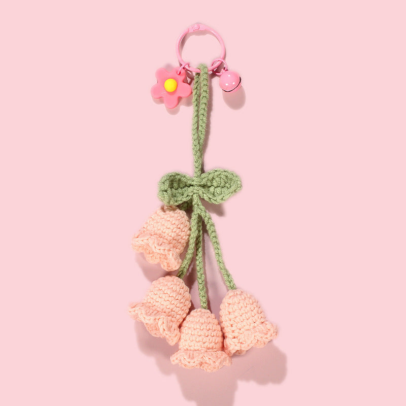 Handmade Crochet Lily Of The Valley Keychain Woolen Flower Accessory For Keys Bags And Home Decor Gift For Everyday Use