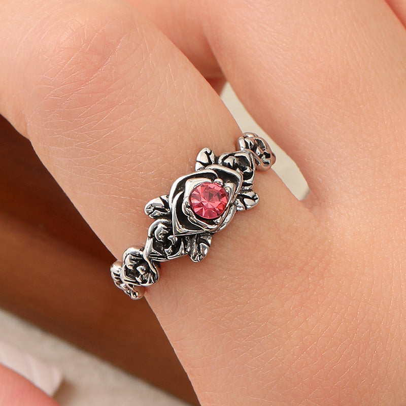 Unisex Open Ring Vintage Flower Electroplated Alloy Adjustable Split Ring Rose And Flower Geometric Shape Design