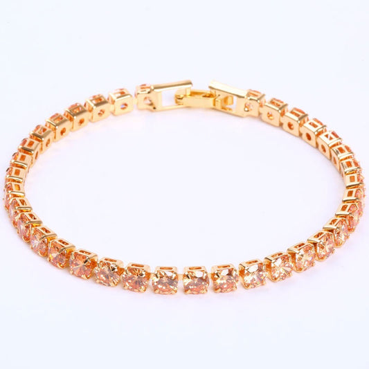 Gold Plated Copper Bracelet With Zircon Inlaid Flower Design For Women Anniversary Gifts For Trade Fairs Deals