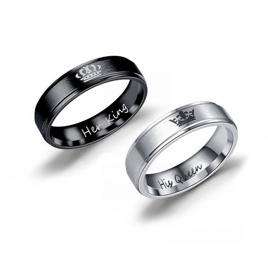 His Queen Her King Couple Rings Stainless Steel Promise Rings For Him Her Matching Anniversary Bands 6mm Width