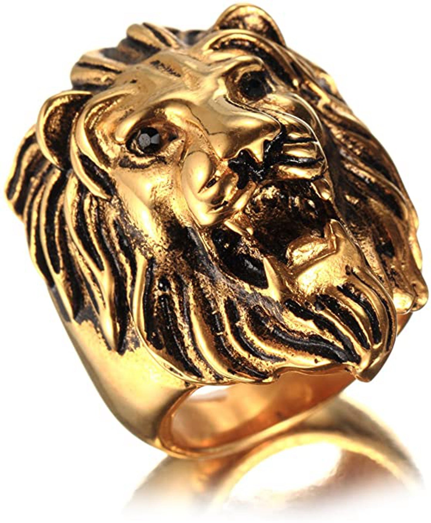 Unisex Hip Hop Punk Ring Stainless Steel Gold Plated Animal Zodiac Fashion Jewelry For Men Women Teens Durable