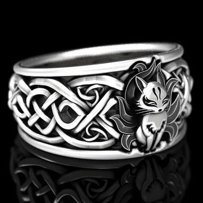 Unisex Nine Tailed Fox Zodiac Ring Alloy Electroplated Gift Holiday Packaging Individually Packed Animal Ring