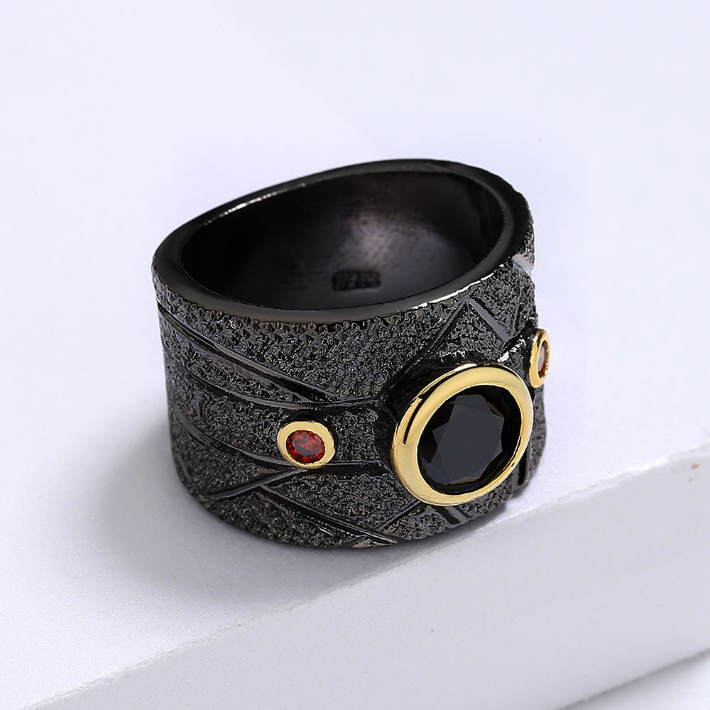 Geometric Black Retro Baroque Ring For Women Copper Ring Modern Geometric Design Sizes 6 7 8 9 10 Elegant Everyday Wear