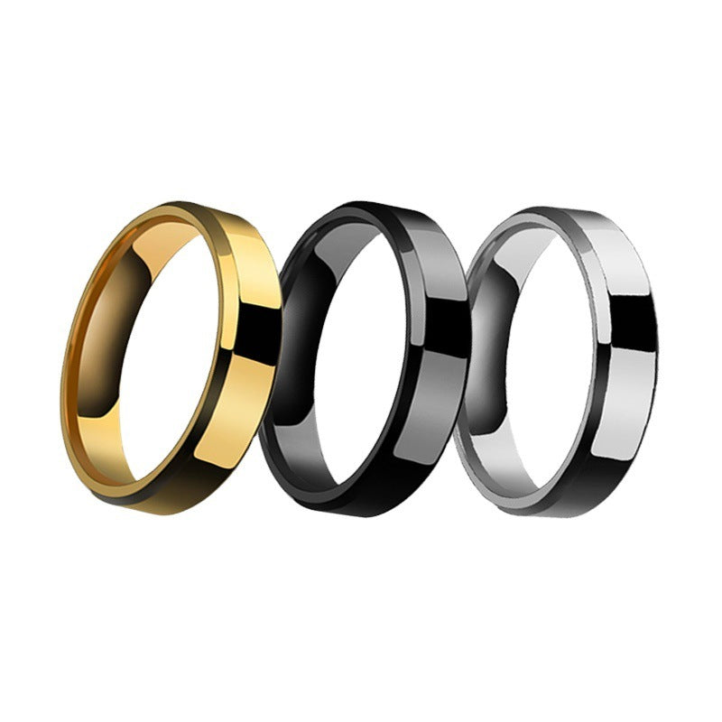 Stainless Steel Couple Rings For Him And Her Geometric Unmounted Ring Set Matching Bands Blue Black Gold Steel