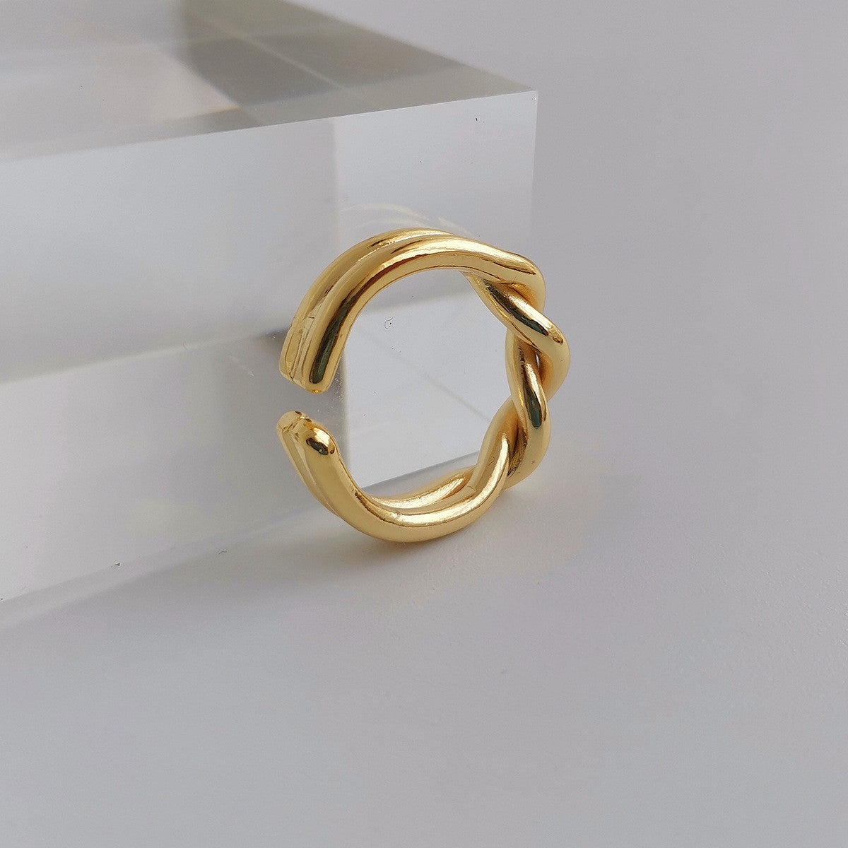 Womens Geometric Metal Ring Electroplated Individually Packed Fashion Ring with Adjustable Opening and 14K Real Gold Finish Perfect as a Gift for Her