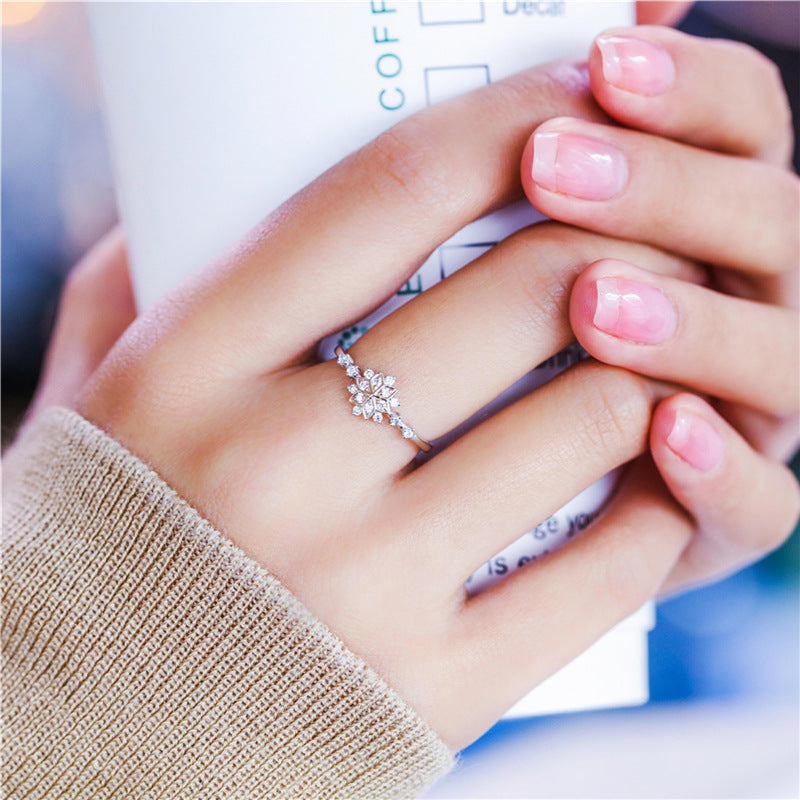 Copper Snowflake Ring Fashion Geometric Design Ring For Festivals Couple Ring Gift European American Ring Ring