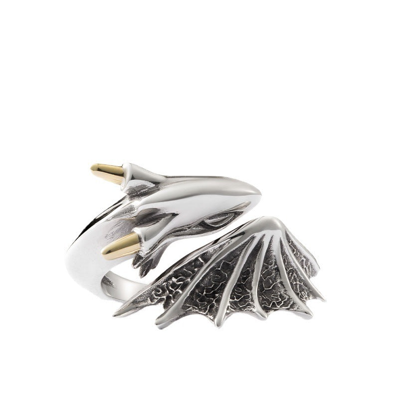 Copper Ring With Flying Dragon Design Vintage Retro Electroplated Fashion Jewelry For Women For Modern Fashion