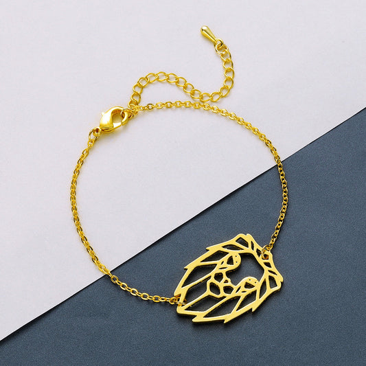 Unisex Lion Pendant Bracelet Stainless Steel Geometric Lion Bracelet High Quality Fashion For Women Rose Gold