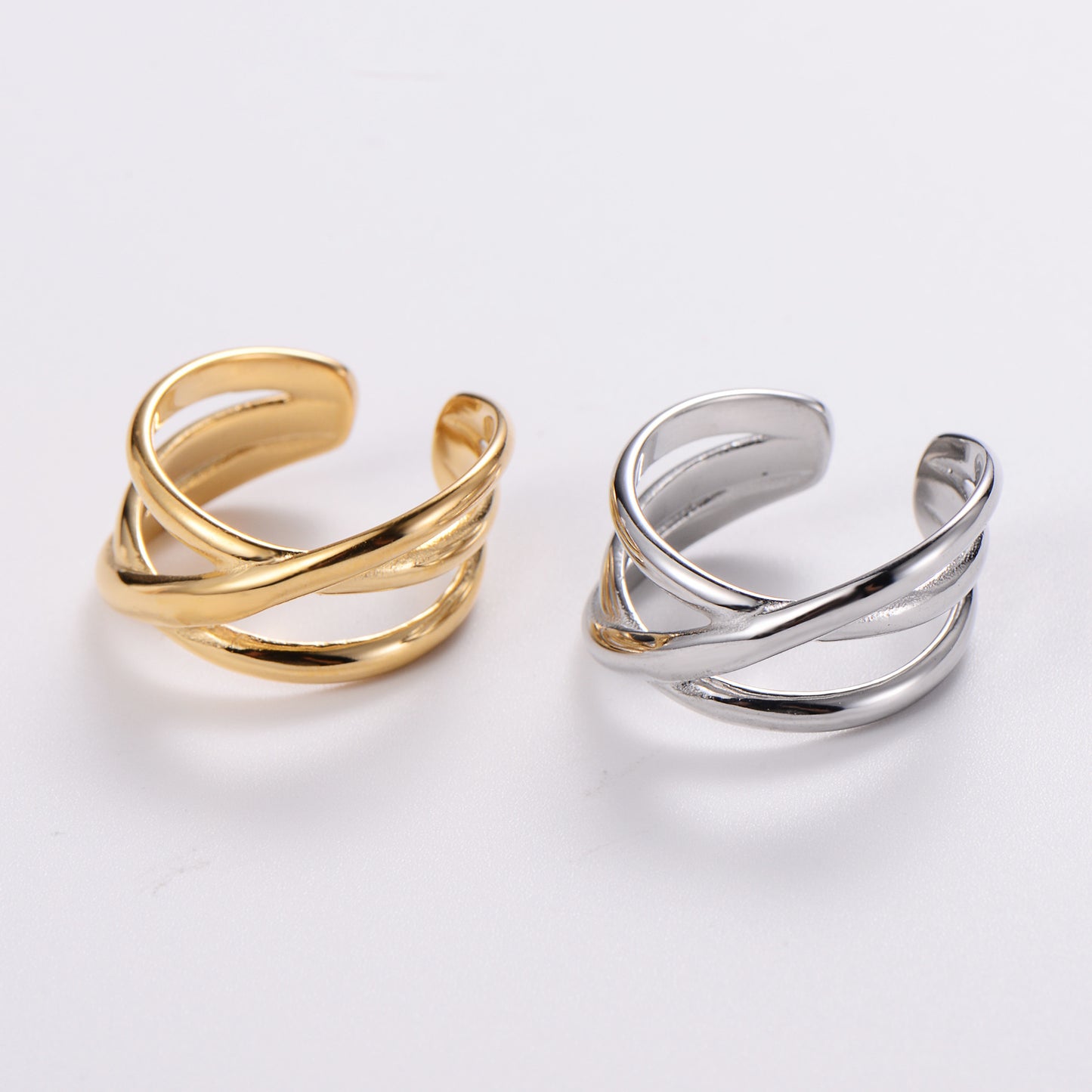 Women Titanium Steel Ring Moon Star Inlaid Open Adjustable Minimalist Dainty Jewelry For Everyday Wear Jewelry