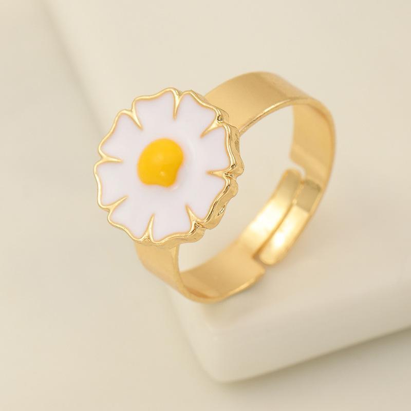 Womens Adjustable Alloy Rings With Drop Design Fashionable Daisy Tulip Gossip And Love Trendy Blogger Inspired