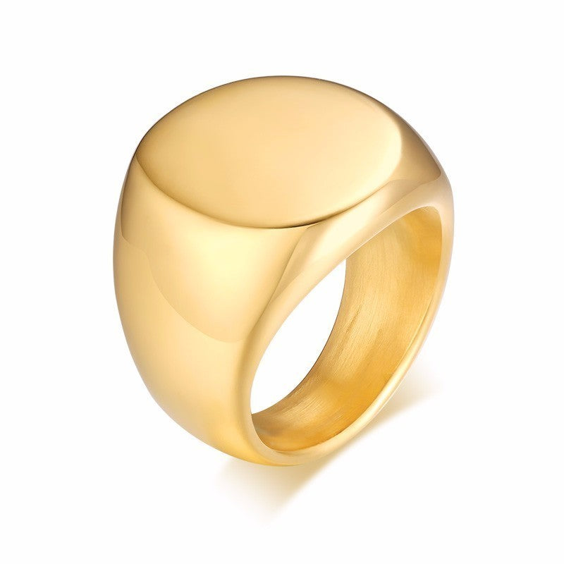 Mens Round Ring Gold Stainless Steel Fashion Trend Jewelry Size US7 US8 US9 US10 US11 US12 US13 Everyday Style