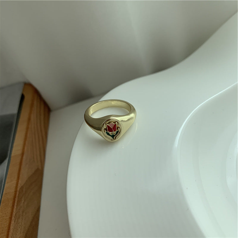 Womens Four Leaf Clover Ring Alloy Geometric Fashion Jewelry Durable Gift For Birthday Trendy Accessory Plated