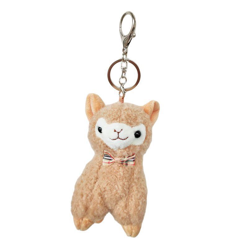 Plush Alpaca Keychain Pendant Cute Simulation Sheep Doll With Bow Tie Soft Plush Toy Gift PP Cotton Filling Set