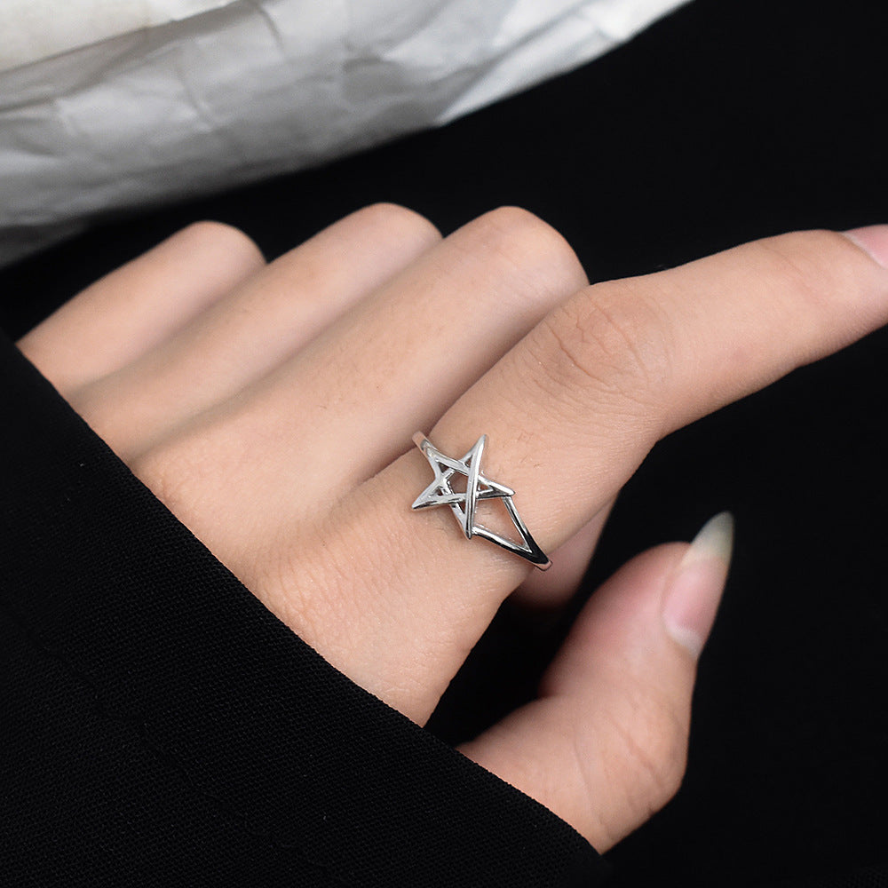 Women Star Ring S925 Sterling Silver Electroplated Star Ring For Women Girls Trendy Jewelry Gift For Her Style