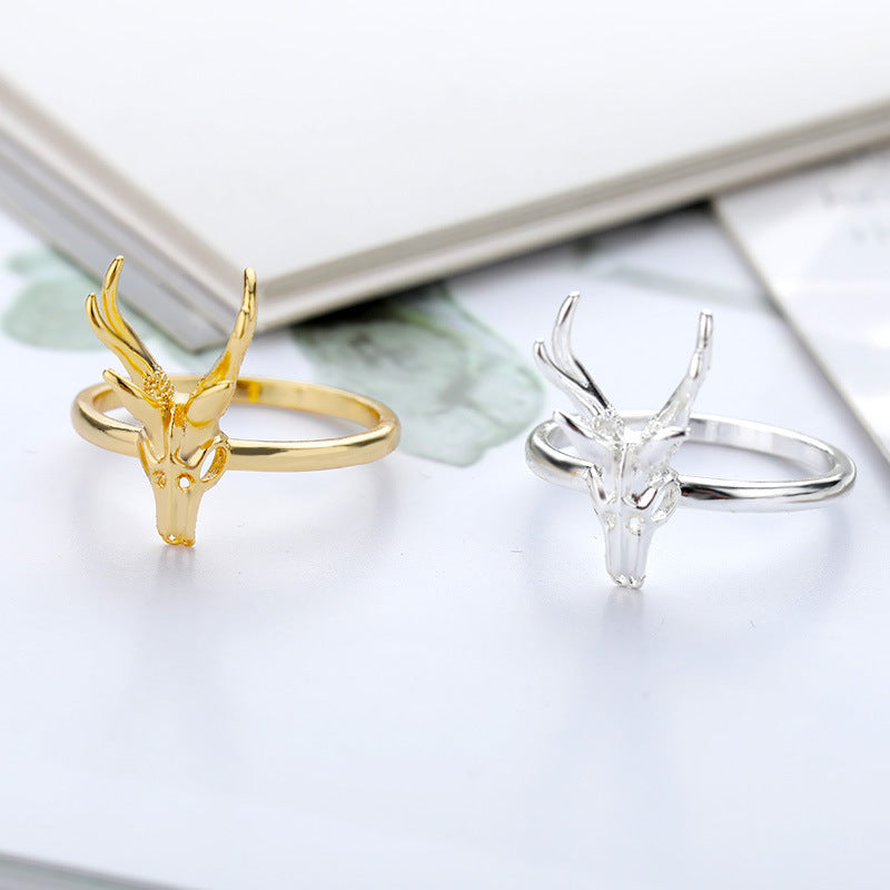 Antelope Skull Ring Gold Silver Unisex Fashion Accessory